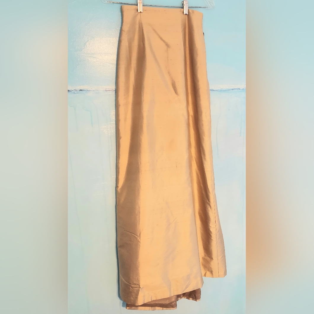 $358 Dana Buchman Gold Silk Long Evening Skirt Gown Us 2